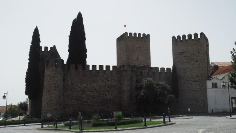 Medieval castle walls and tower in a small Alentejo town.
